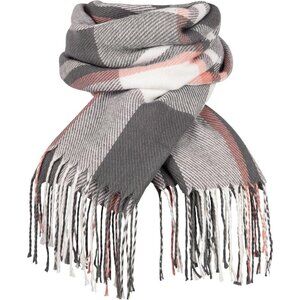 Women's Gray Beige Lattice Scarf Fashion Long Plaid Shawls Wraps Big Grid Winter